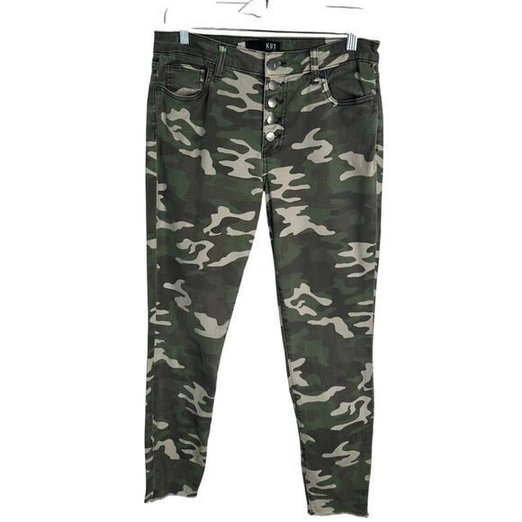 Kut from the Kloth 8 Connie High Rise Ankle Skinny Jeans Button Fly Camo Pants - Picture 1 of 7